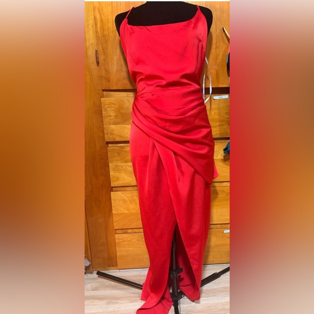 ASOS Red Sexy Satin Dress size US 14 new without tags